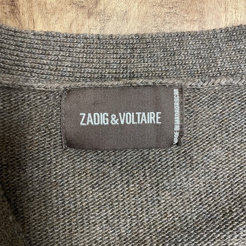 Zadig & Voltaire Mirka WS Stars Strass Cashmere Gray Cardigan Sweater Women's S - Picture 4 of 7